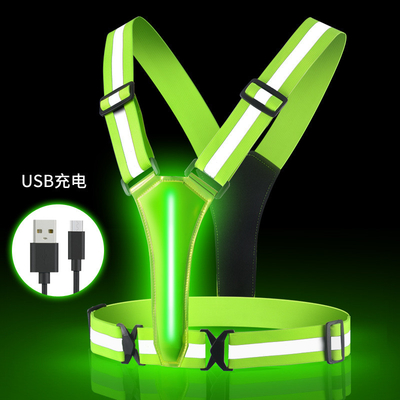 Chaleco de funcionamiento de la noche reflexiva del chaleco LED USB de la seguridad de los modos ligeros del peso ligero 3 de la chaqueta del chaleco de la seguridad de la carga por USB SJV003