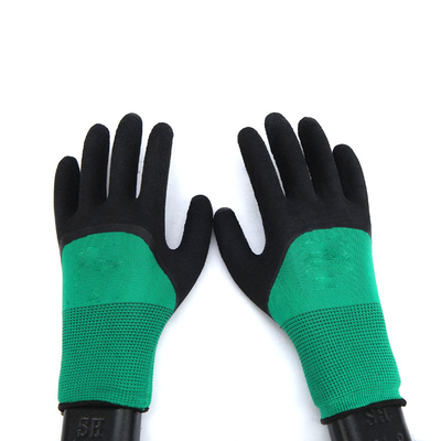 Guantes revestidos de goma del trabajo de mano del látex de la seguridad de construcción de los guantes de la mano de la seguridad en el trabajo SJS004