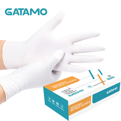 Los guantes blancos dentales del examen del nitrilo de SN14 China pulverizan guantes libres del nitrilo de la alimentación del examen de los guantes del nitrilo