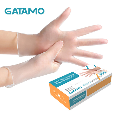 Fabricante plástico de los guantes del vinilo de la comida de los guantes del vinilo S6 del Pvc de la carta blanca clara del polvo