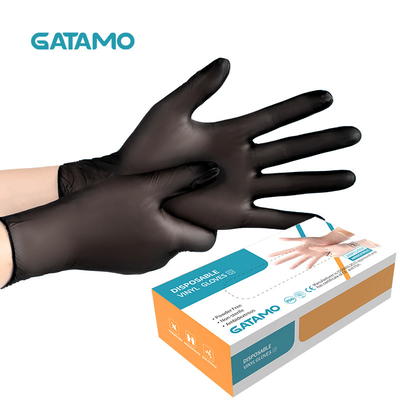100 guantes libres del vinilo del polvo disponible resistente de la sustancia química de los guantes de la seguridad de la categoría alimenticia de los guantes de la mano del vinilo