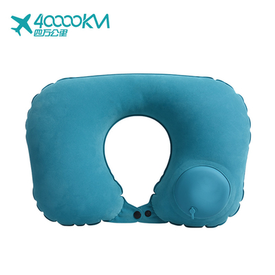 La almohada inflable del viaje de la nueva moda WMXP0003 se reunió la almohada inflable auto del cuello del viaje de la bomba de prensa con el bolso